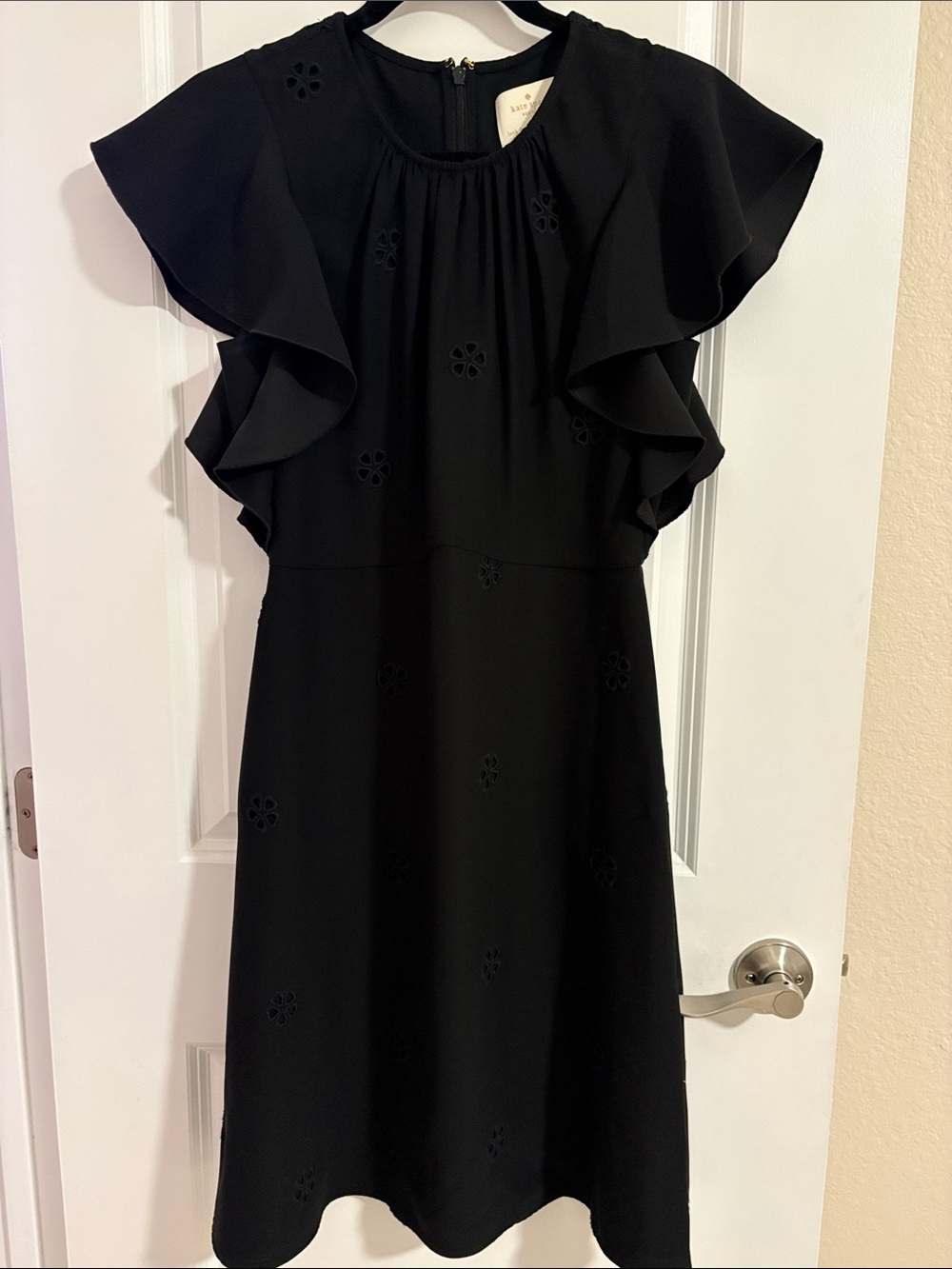 Kate Spade Eyelet Flutter Sleeve Black Dress - Size 4 - Perfect LBD